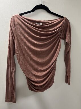 zeagoo Draped Long-Sleeve Top in Mauve Pink